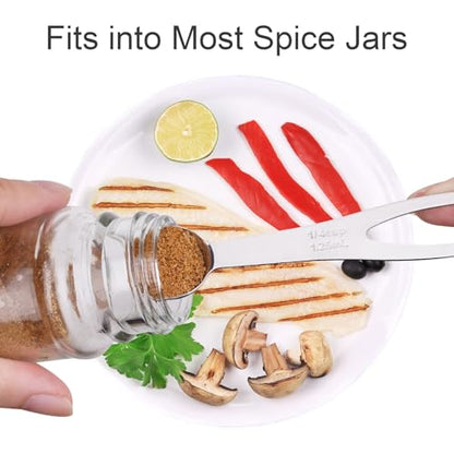 5pcs Measuring Spoon Set, Heavy Duty Stainless Steel Measuring Spoons for Cooking Baking, Tablespoon Teaspoon for Dry or Liquid Ingredients, Fits in Spice Jar, 1/4 1/2 1 tsp, 1/2 1 tbsp - size: 5 pieces