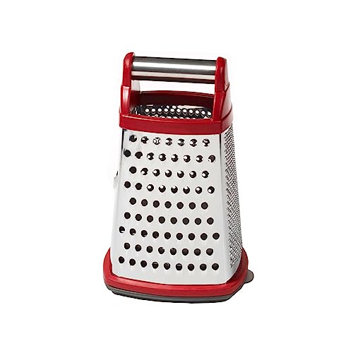KitchenAid Gourmet 4-Sided Stainless Steel Box Grater with Detachable Storage Container - color: Red