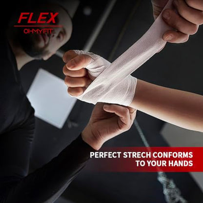 Flex Boxing Hand Wraps - 236 Inch/6M Extra Long for Premium Protection and Ultimate Performance - color: White