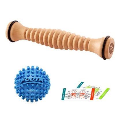 Body Back Wooden Foot Roller & Foot Star® Massage Ball Bundle for Foot Pain | FSA Eligible Foot Roller & Massage Ball For Trigger Point Therapy, Full Body Massage Tool For Plantar Fasciitis, & Relaxation - style: Bundled
