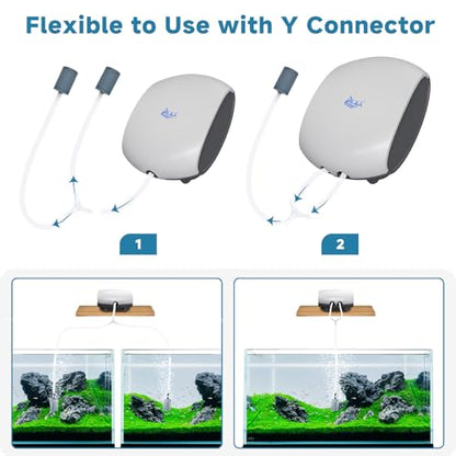 AQQA Aquarium Air Pump Quiet Fish Tank Aerator Pump Fish Oxygen Pump with Air Tubes Air Stones & Check Valve (3W for Up to 60 Gal) - size: 3W
