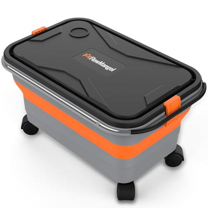 Glide CB 55 Collapsible Bucket 5.5 Gallon for Car Washing with Wheels, Handle, Drain Plug and Water Outlet, Foldable Multi-Use for Mop Cleaning, Camping, RV, Pet Bathing and Laundry