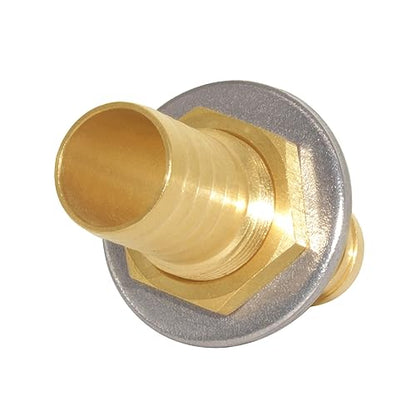 2PCS Brass Straight Bulkhead Fitting 1"OD Thru-Bulk Coupling Tank Connector Hose Pipe Barb Fittings for Water/Oil/Gas