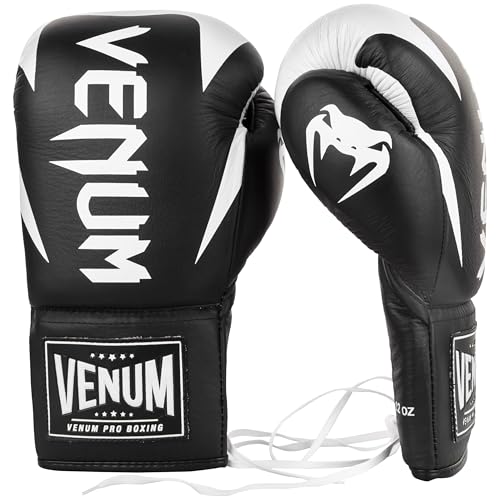 Venum Hammer Pro Boxing Gloves - color: Black/White, size: 12oz, style: Laces