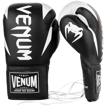 Venum Hammer Pro Boxing Gloves - color: Black/White, size: 12oz, style: Laces