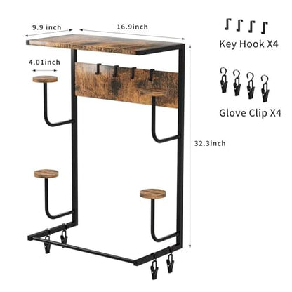 Motorcycle Helmet Holder Wall Mounted, Helmet Wall Mount with 4 Hat Stands and 4 Hooks, Motorcycle Gear Rack for Most of Helmet and Clothes, Motorcycle Accessories Gear Storage for Men