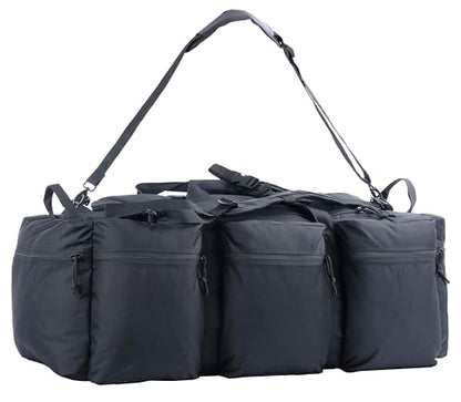 100L Large Military Duffle Bag Deployment Duffel Bag Sports Equipment Travel Luggage Bag with Detachable Backpack Straps… - color: Black