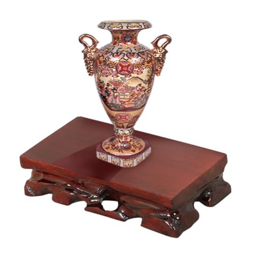 GOLDY&WENDY Rectangular Rosewood Pedestal Chinese Solid Wood Hollow Carving Smooth Polished Vase Fishbowl Buddha Statue Display Base - size: 3.9" L X 2.3" W X 1.7" H