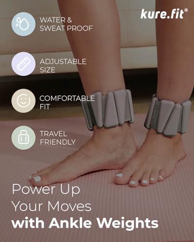 Pilates Wrist & Ankle Weights | Adjustable Weighted Bangles | 1LB/2LB Each - color: Taupe, size: 2 LB