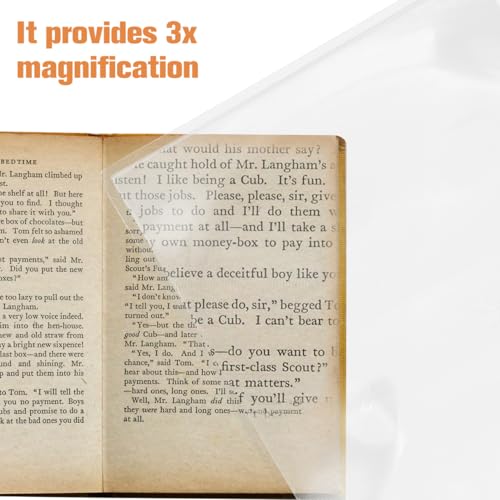 Didiseaon 4 Pcs 3X Magnifying Sheet for Reading 11.81 X 8.26 Inch Large a4 Page Magnifier for Seniors Reading Books Writing Drawing Portable Transparent Lens for Outdoor Use
