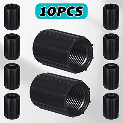 10 Pcs 1/2 Inch PVC Double Female Threaded Coupling Sprinkler Extension Riser Pipe Fitting Garden Drip Irrigation System NPT Coupler for Irrigation Tube Yard Sprinkler Riser Accessories