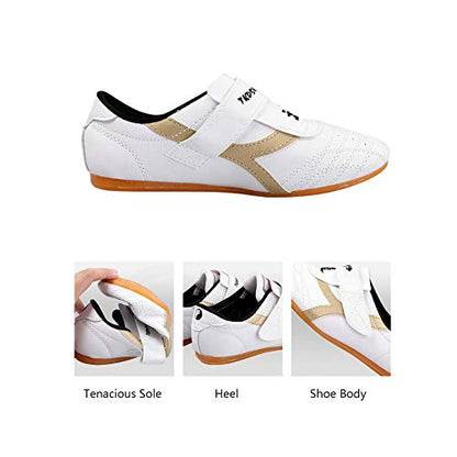 Dilwe Boxing Shoes, PU Leather Soft Sole Taekwondo Shoes for Taichi Gym Exercise(38)