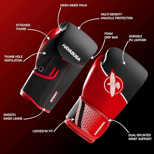 Hayabusa Sport Boxing Gloves - Dual-Splinted - color: Red / White, size: 10oz