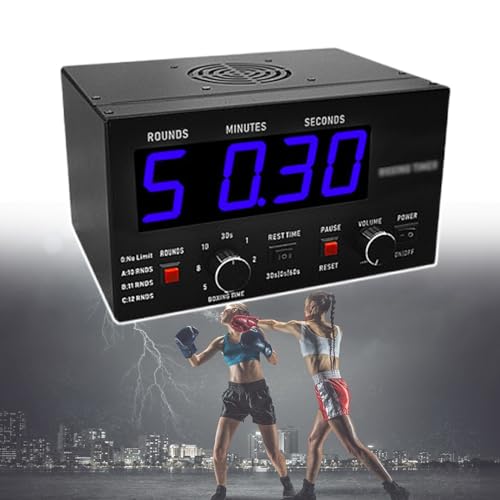 Boxing Round Timer, Mini Gym Boxing Clock, with Prompt Sound, Adjustable Sound, Selectable Training Time and Cycle Repetitions, for Boxing Competitions, Fighting Training,Blue - color: Blue