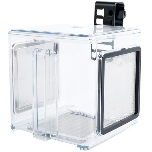 Fish Breeding Box, Acrylic Fish Isolation Box, Clear Fish Isolation Hatchery Tank, Hanging Fish Incubator Box with Detachable Mesh Lid for Baby Fish Newborn Fish Shrimp 15x15x15 cm