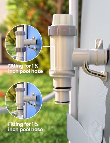 POOLHACKER [ Patented ] Plunger Valve Plus with Pool Hose Adapter and Pool Pipe Holder, Pool Replacement Parts Accessories for Above Ground Pool - color: 1 Pack - Linear Top