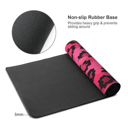35.4 x 15.7 in, XXL Large Mouse Pad for Desk, Extended Keyboard Mouse Mat for Computer Office, Big Mouse pad with Stitched Edges, Gaming Pc-Pink Leopard Print - color: Pink Leopard Print