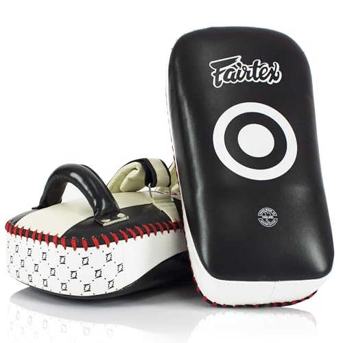 Fairtex Curved Muay Thai Pads, Kickboxing Punching Kicking Striking Shield - color: Black/White, size: Extra Thick