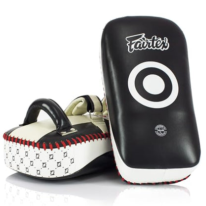 Fairtex Curved Muay Thai Pads, Kickboxing Punching Kicking Striking Shield - color: Black/White, size: Extra Thick