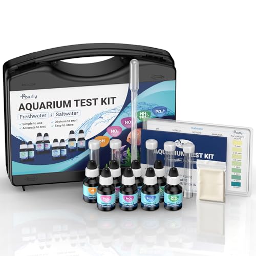 Pawfly 5 in 1 Aquarium Water Master Test Kit, Aquarium Water Test Kit Fish Tank Water Testing Kit for pH Nitrite Nitrate Ammonia & Phosphate, Aquarium Test Kit for Freshwater & Saltwater Fish Tanks - color: Black Box Pack