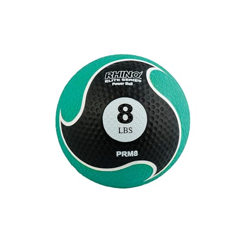 Champion Sports Rhino Elite Medicine Ball – Textured Surface, Superior Grip, Hollow Synthetic Rubber for Consistent Bounce & Durability, Multiple Weights & Colors - Optional Rebounder Sold Separately - style: 8 Pounds - Green