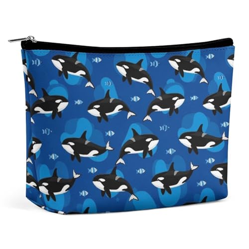 Supdreamc Women GirlGirls Make Up Bag Pouch for Toiletry Jewelry Trip, Large Capacity Travel Makeup Train Case Multifunction Travel Bag Waterproof Luggage Pouch (Ocean Sea Orca Killer Whale) - color: Pattern 439
