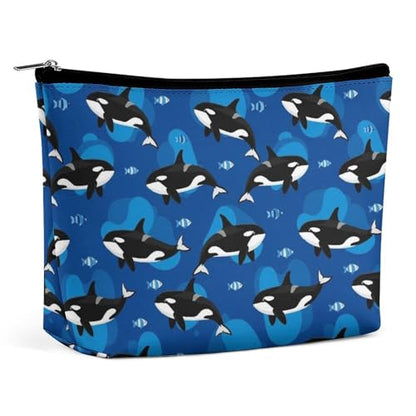 Supdreamc Women GirlGirls Make Up Bag Pouch for Toiletry Jewelry Trip, Large Capacity Travel Makeup Train Case Multifunction Travel Bag Waterproof Luggage Pouch (Ocean Sea Orca Killer Whale) - color: Pattern 439