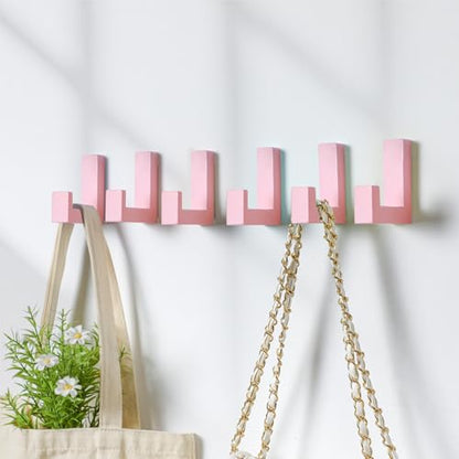 Teenyyou 6 Pcs Cute Kids Wall Hooks Adhesive for Backpack Pink - color: Pink