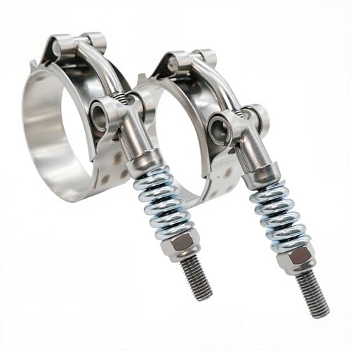 1.75" T Bolt Hose Clamp Spring Loaded Stainless Steel - Working Range 48mm - 56mm for 1.75" I.D. Hose with 2-5 mm Wall Thickness, auto-adjusting maintain Constant Clamping Force (48-56mm, 2 Pack) - size: 1.75" Hose Clamp 48mm - 56mm (1.89" - 2.20")