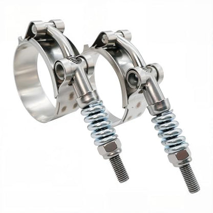 1.75" T Bolt Hose Clamp Spring Loaded Stainless Steel - Working Range 48mm - 56mm for 1.75" I.D. Hose with 2-5 mm Wall Thickness, auto-adjusting maintain Constant Clamping Force (48-56mm, 2 Pack) - size: 1.75" Hose Clamp 48mm - 56mm (1.89" - 2.20")