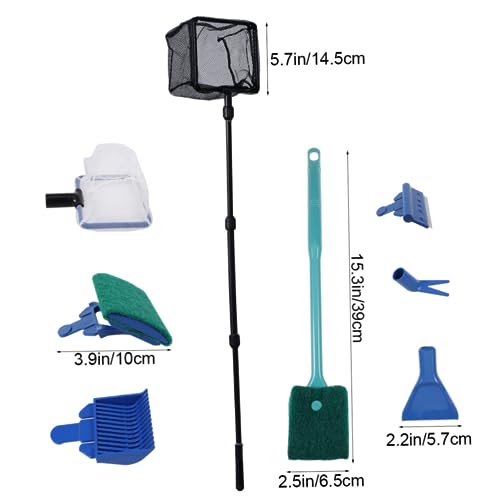 BESPORTBLE Fish Tank Kit with Scraper Gravel Rake Plant Fork Sponge Spoon Net Durable Aquarium Tools for Easy Tank Maintenance Green