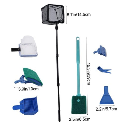 BESPORTBLE Fish Tank Kit with Scraper Gravel Rake Plant Fork Sponge Spoon Net Durable Aquarium Tools for Easy Tank Maintenance Green