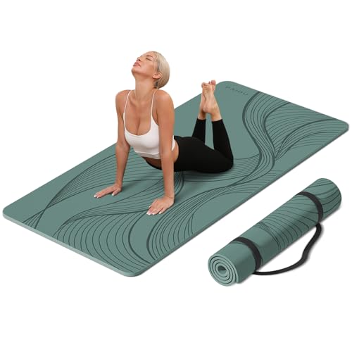 PAIDU Large Yoga Mat 72"x36"x10mm Non-Slip Exercise Mat for Home Gym Studio | Extra wide & thick non-slip yoga mat, works on all floors, ideal for stretching, yoga studio, gym and home workouts - color: Deepgreen