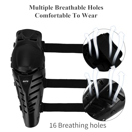 Gute Knee Pads, Adjustable Long Leg Sleeve Gear Crashproof Nonslip Protective Shin Guards for Motorcycle Mountain Biking-1 Pair