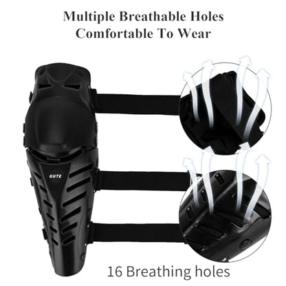 Gute Knee Pads, Adjustable Long Leg Sleeve Gear Crashproof Nonslip Protective Shin Guards for Motorcycle Mountain Biking-1 Pair