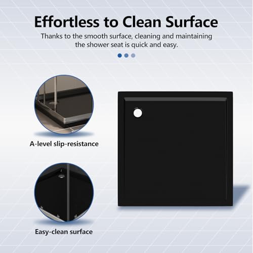 vidaXL Square ABS Shower Base Tray Home Indoor Bath Bathroom Hardware Fixture Part Plumbing Low Threshold Shower Tray Bath Pan Base Black - color: Black, size: 31.5" x 31.5"