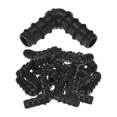 M METERXITY 25-Pack Drip Irrigation Barbed Fittings, for 3/8 Inch Elbows Tubing Connector Plastic Coupling Irrigation Parts for Garden/Greenhouse/Aquarium/Flower Pot, Drip Pipe Accessories