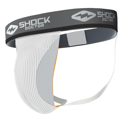 Shock Doctor Athletic Supporter with Cup Pocket, Jock Strap Protection, (Cup Not Included) - color: White, size: Large