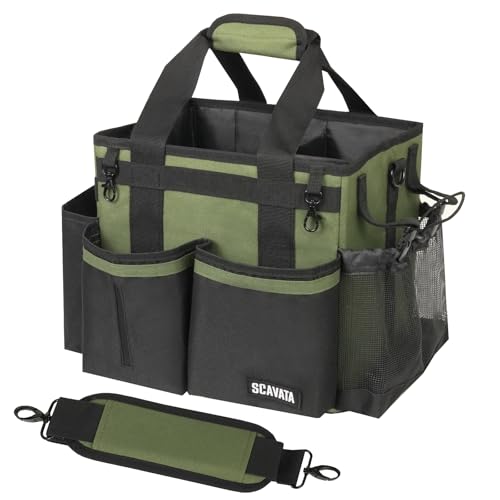 Compact Wearable Cleaning Caddy, Small Cleaning Caddy Supplies Organizer with Handle & Shoulder Straps for Housekeepers, Under Sink & Car Cleaning Tool Organizers Bag (Armygreen) - color: Armygreen