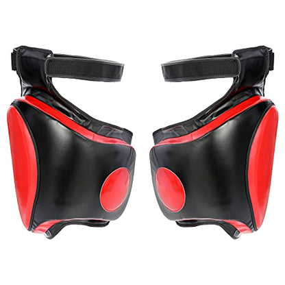 Kickboxing Thigh Pads， Muay Thai Boxing Leg Protector Guard | PU High Density Foam Shock Absorption Pads ，Adjustable Straps ， MMA, Punching, Taekwondo, Martial Arts Training Gear