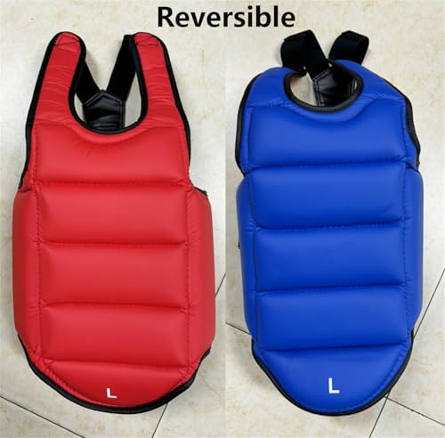 Reversible Karate Sparring Chest Guard, Taekwondo Boxing MMA Martial Arts Muay Thai Kickboxing Training Body Protector - color: Red/Blue, size: X-Large