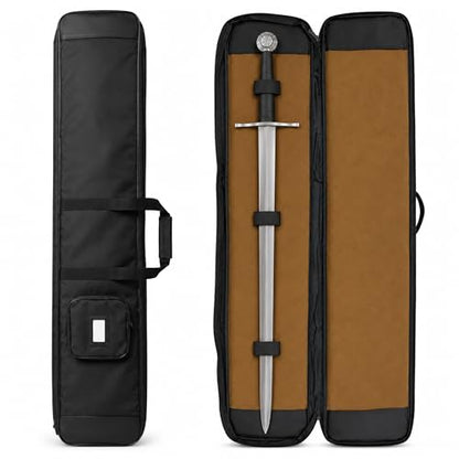 HEMA Sword Bag, 1680D Polyester HEMA Bag for Longsword, Saber, Rapier and Training Weapons, Padded Sword Carrying Case with Shoulder Strap, Black - size: Two Sword Basic