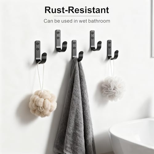 15-Pack Black Metal Wall Mount Hooks for Hanging Coats & Towel - color: 15PCS Wide Black hook