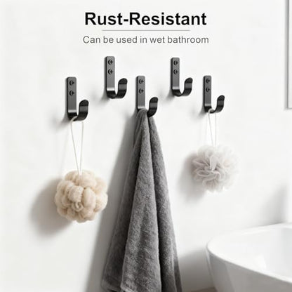 15-Pack Black Metal Wall Mount Hooks for Hanging Coats & Towel - color: 15PCS Wide Black hook