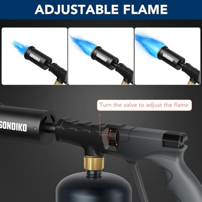 Sondiko Powerful Propane Torch Gun, Cooking Torch for Sous Vide, Charcoal Starter and Steak Searing, Best for Outdoor BBQ Party and Camping, Gray & Black, Gas Welding Kits(Tank Not Included)
