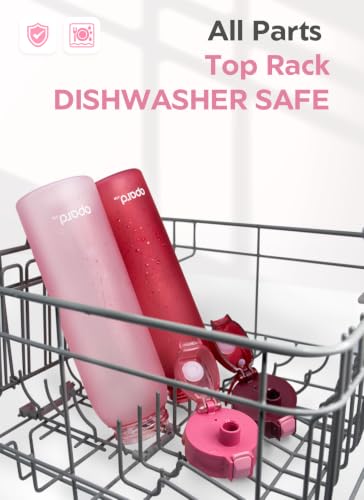 Opard Zip 32oz Plastic Water Bottle Dishwasher Safe, Leakproof Flip-Top Lid, BPA Free Tritan, Wide Mouth Reusable Sports Water Bottle for Gym Hiking Commuting Outdoor Travel and School - color: Sakura Pink, style: 32 Ounces