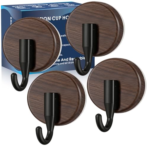Suction Cup Hooks for Shower, Shower Hooks Mounting on Glass Doors,Tile, Mirrors, Metals,Hook for Hanging Towels, Robe, Loofah, Jackets-Walnut(4 Pack) - color: 4pcs Walnut