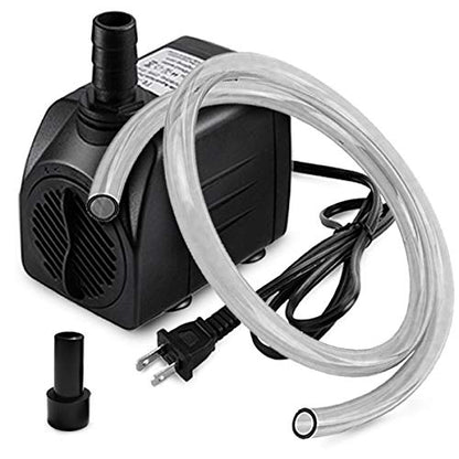 160GPH Small Fountain Pump, Ultra Quiet Submersible Water Pump (600L/H, 10Watt) with 3.3 ft Tubing for Aquariums, Pond Fountain, Water Feature, Indoor Fountains