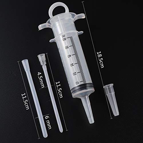 60ML Baby Bird Parrot Feeding Tubes, Liquid Medicine Feeder Push-Tube Pet Cat Dog Feeder with 2 Pcs Stainless Steel Metal Feeding Spoon