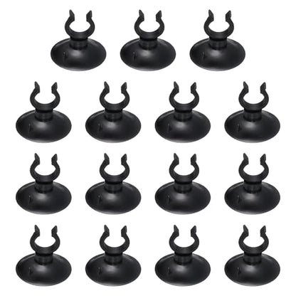 Aquarium Suction Cups, Fish Tank Suction Cups Clips Airline Tube Holders Clamps (Plastic, 15Pcs, Black) for 0.5" Fish Tank Airline Tubing Binding Moss Shrimp Nest, 13x30MM